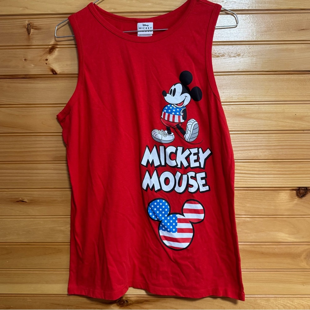 Disney Mickey Mouse Red Tank Top American Flag XL